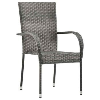 Pack 4 Uds Sillas De Jardín | Silla De Exterior | Sillón Apilables Ratán Sintético Gris