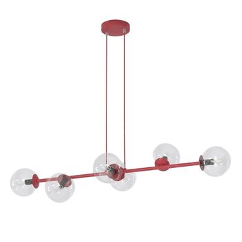 Lámpara colgante odra burdeos transparente (6 luces)
