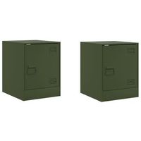 juego de 2 mesitas de noche con compartimento con puerta 345 x 39 x 44 cm acero verde dec035758