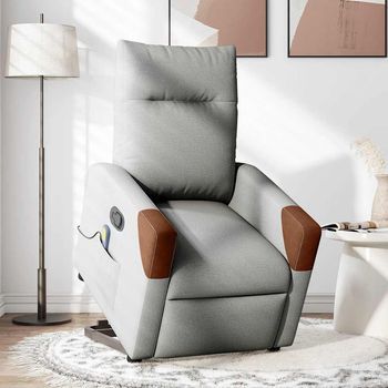 Sillón De Masaje Reclinable De Pie De Tela Gris Nube Cfw141647