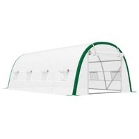 outsunny invernadero de tunel 6x3x2 m con puerta enrollable 8 ventanas de malla y estructura de acero galvanizado blanco