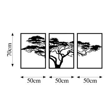 Decoración Pared De Metal Acacia Árbol Negro 50x70 Cm (3 Piezas)