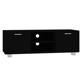 Mueble Para Tv | Mueble De Salón | Gabinete De Tv Madera Contrachapada Negro 120x40,5x35 Cm