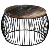 mesa de centrormesa auxiliarrmesa de cafe redonda de madera maciza reciclada 68x37 cm