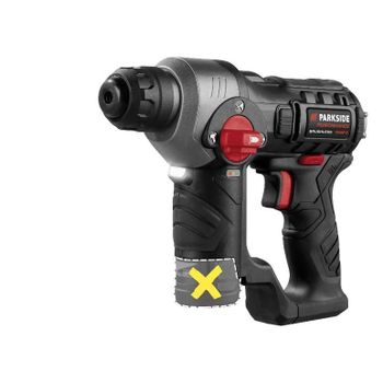 Parkside - Martillo percutor 12 V recargable sin escobillas Performance con sistema SDS-plus, 1,1 J y luz LED integrada para hormigón y piedra
