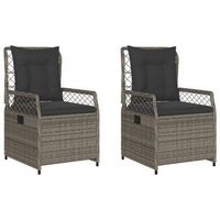 2 uds sillones reclinables de jardin  silla de exterior ratan sintetico gris
