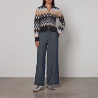 ganni fine brushed wool-blend knit cardigan - s