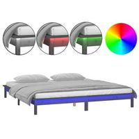 estructura de cama con led madera maciza gris 140x190 cm vidaxl
