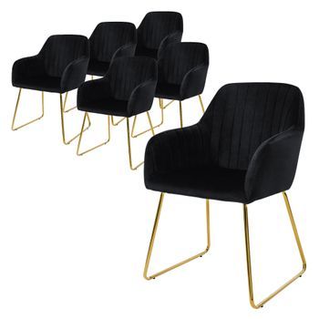 6x Sillas De Comedor Con Patas De Metal, Negro Ml-design