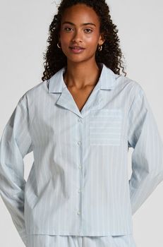 Hunkemöller Chaqueta de pijama de algodón tejido a rayas Azul