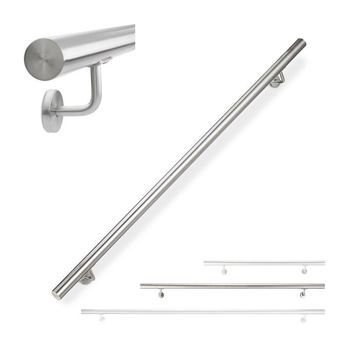 Pasamanos de Acero Inoxidable 150 cm Plateado para Escaleras