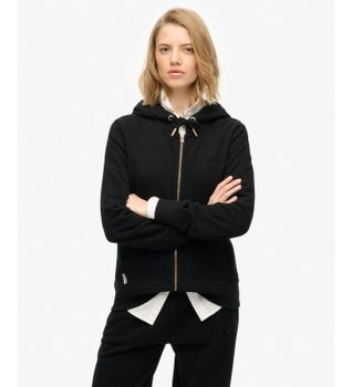 Superdry para mujer. W2012477A Sudadera Essential Logo Ziphood HB negro (M), Casual, Algodón