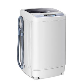 Costway Lavadora 5,5L Automático Secado al Aire con Pantalla de LED 10 Programas Compacto para Lavandería Baño Blanco