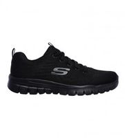 skechers para mujer 12615 zapatillas graceful get connected negro con memory foam 35 tela plano 1 a 3cm cordones deportivo running
