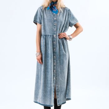 Lollys Laundry AliyaLl LS Denim Maxi Dress - S