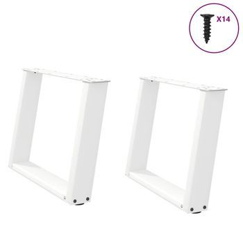 Patas Para Mesa De Centro En Forma De U (2 Unidades), Color Blanco, 60 X (42-43) Cm, Acero Vidaxl