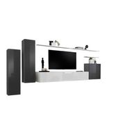 conjunto de muebles de salon coleccion switch i diseno en colores gris y blanco brillante