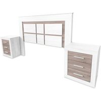 pack cabecero de 160 x 120 cm  2 mesitas de noche  dormitorio completo  colores andersen y pino gris para cama de 135-140 o 160  meyvaser