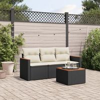 conjunto de sofas jardin 4 uds  mueble jardin mesa y sillas con cojines ratan sintetico negro cfw726531