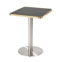 mesa de comedor 60x60 cm pata plata y revestimiento negrooro oviala