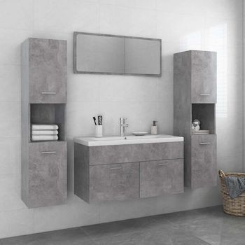 Juego De Muebles De Baño Madera De Ingeniería Gris Hormigón Vidaxl