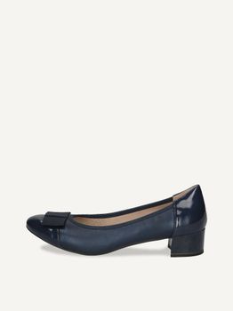CAPRICE Pumps, blue, made of Leather and textile with Block heel, Size 42