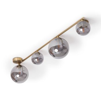 Lámpara De Techo Metal Y Cristal Moonlight Brass 4 Focos Gris Humo