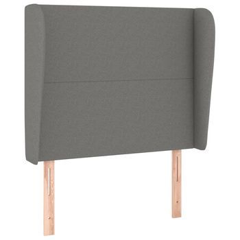 Cabecero Cama | Panel De Cabecera Con Orejas De Tela Gris Oscuro 83x23x118/128 Cm
