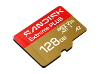 tarjeta micro sd - sandisk extreme plus 128 gb hasta 250 mbs de lectura 5k y 4k uhd v30 a2 u3 uhd-i adaptador sd oro
