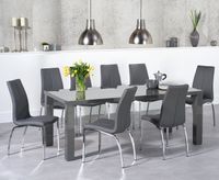 atlanta 200cm dark grey high gloss dining table with cavello chairs