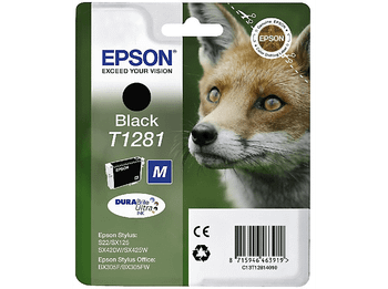 Cartucho de tinta - Epson T1281, Compatible con Stylus S22, SX420/5, BX3, Negro