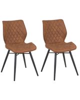conjunto de 2 sillas de comedor  tela marron dorado