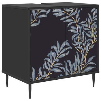 Mueble De Cuarto De Baño Dokkum Roble Negro 60 X 40 X 61 Cm Vidaxl