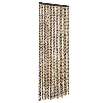 Cortina Antimoscas Chenilla Beige Y Marrón 90x200 Cm Vidaxl