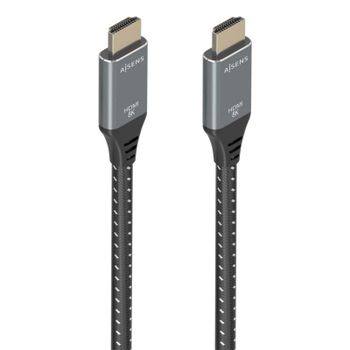 Cable HDMI AISENS A150-0876 5m HDMI 2.1 8K@60Hz 48Gbps Gris y Negro Blindado Oro