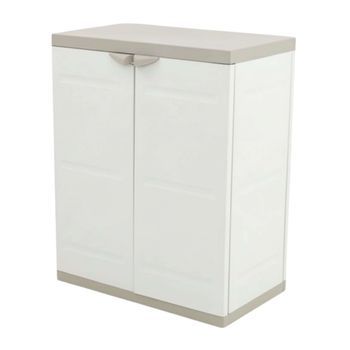 Armario Titanium Exterior 2 Puertas Abatibles Polipropileno En Color Beige Con 2 Estantes 70x88x41 Cm