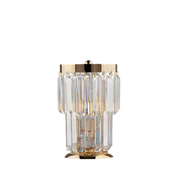 Lámpara De Sobremesa Schubert En Hierro Y Latón Dorado Con Pedrería 1 Luz H.24 Ø15 Bl272-lt-or