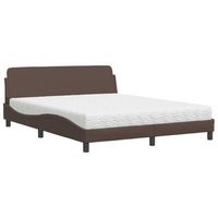 cama con colchon dover cuero sintetico marron 160x200 cm vidaxl