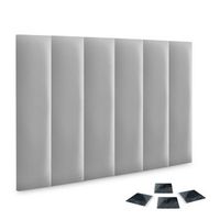 dhome juego de 6 paneles tapizados de polipiel premium pack autoadhesivos para pared acusticos absorbentes proteccion gris claro 60x30cm x6