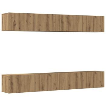 Conjunto De 4 Piezas De Muebles Para Tv De Pared, Roble Artesanal, 100x30x30 Cm Vidaxl