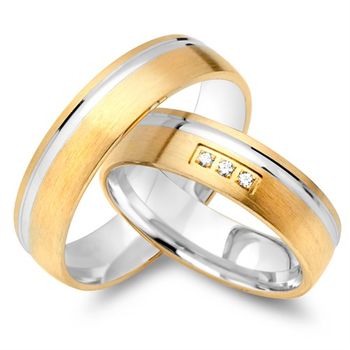 Alianzas 8 quilates oro amarillo-blanco 3 diamantes