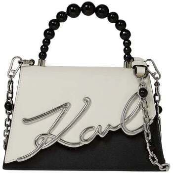 Karl Lagerfeld Bolso de mano Bolso bandolera Signature Perlas Blanco y Negro para mujer