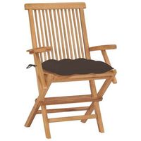 pack 2 uds sillas de jardin  silla de exterior  sillon madera teca con cojines gris taupe