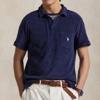 polo ralph lauren johnny collar cotton terry polo shirt - xl