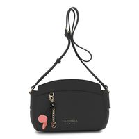 bolso de hombro efecto saffiano con charm black