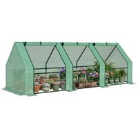outsunny invernadero de jardin 270x90x90 cm caseta tubo de acero con 3 ventanas vivero casero para cultivo plantas verde   aosom espana