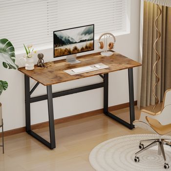 Escritorio Industrial De Madera Y Acero, 120 X 60 X 76 Cm, Esquinas Redondeadas
