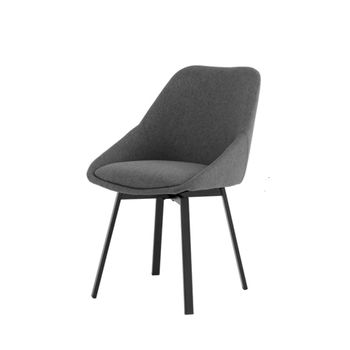 Silla de comedor acolchada gris oscuro con patas negras