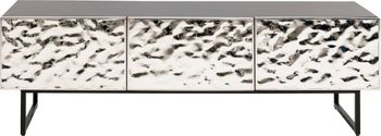 Mueble de tv 1 puerta de madera bicolor plata y negro