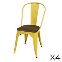 lote de 4 sillas de metal amarillo estilo industrial coleccion factory